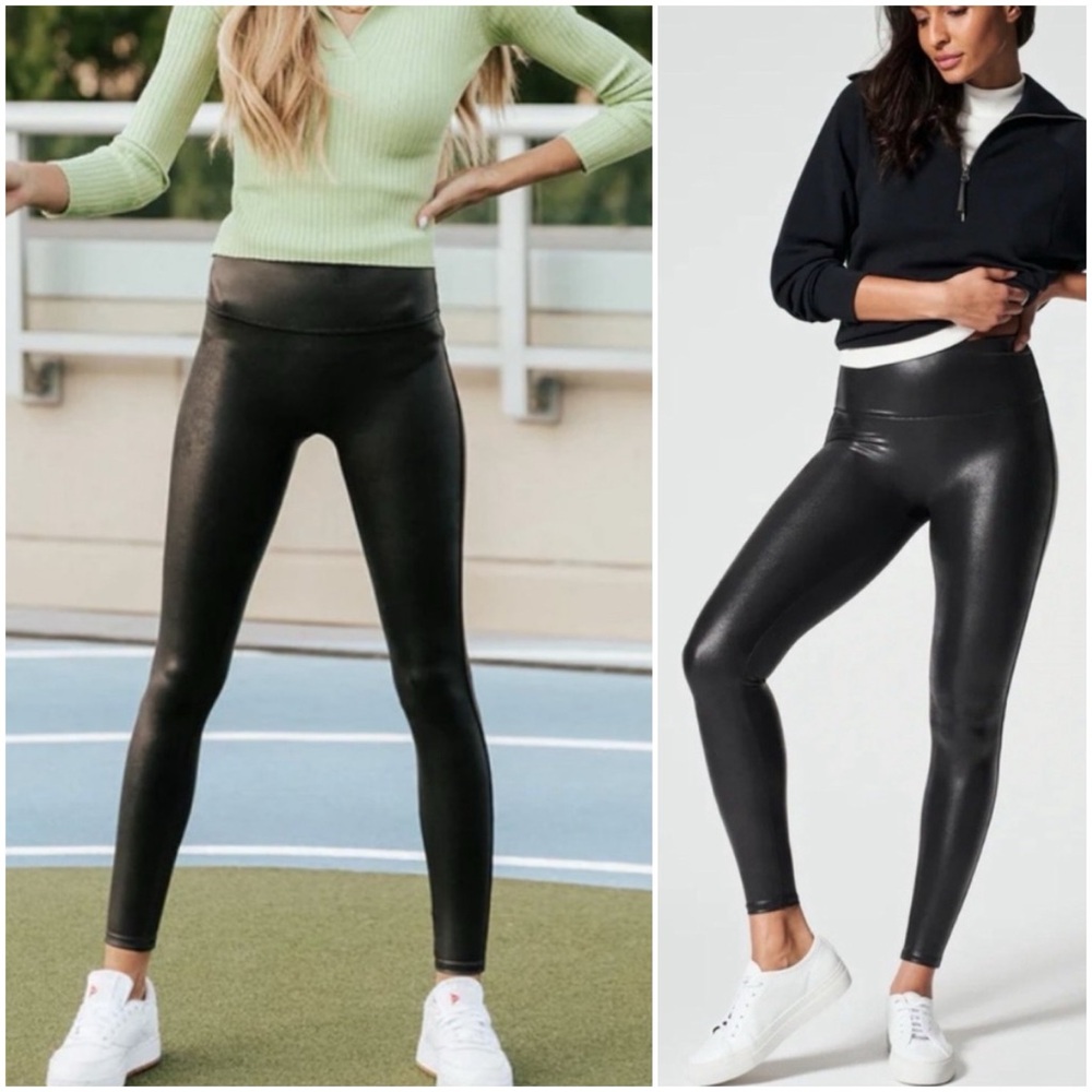 SPANX Black Faux Leather Leggings Size XL - Picture 6 of 16
